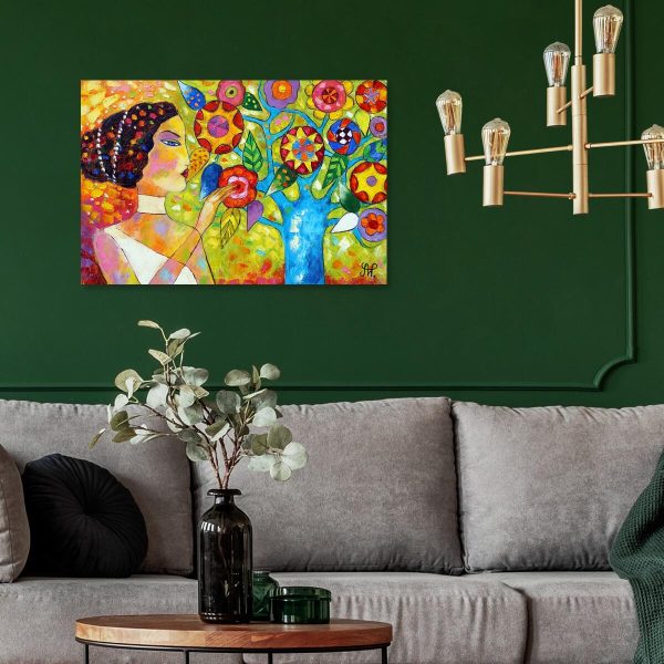 Obraz z boginią i drzewem