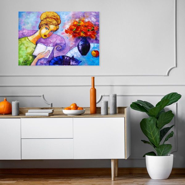 Obraz z czarnym kotem