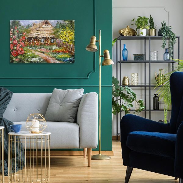 Obraz z drewnianym domem