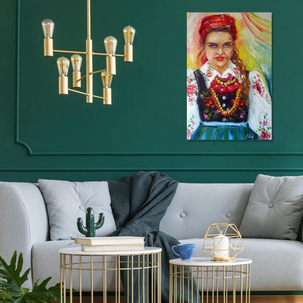 Obraz z dziewczyną w ludowym stroju