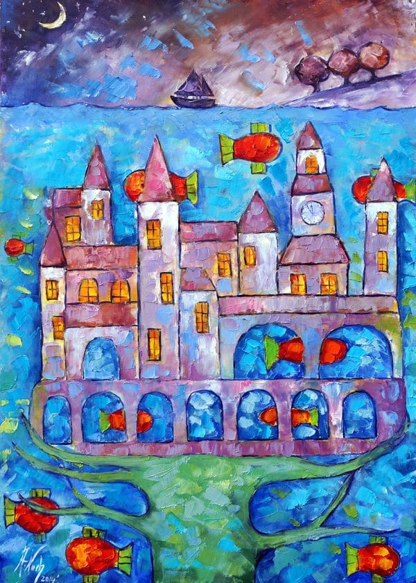 Obraz z mitycznym miastem