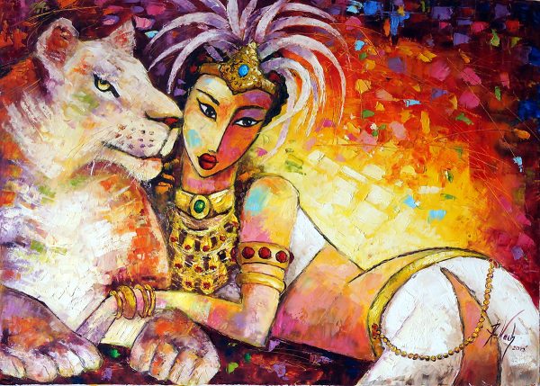 Obraz z motywem księżniczki i lwicy