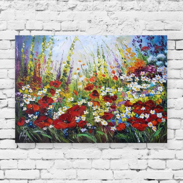 Obraz z motywem łąkowych kwiatów