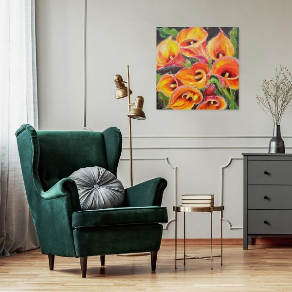 Obraz z pomarańczowymi kaliami