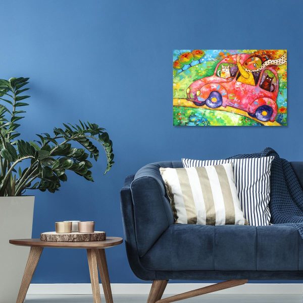 Obraz z różowym autem