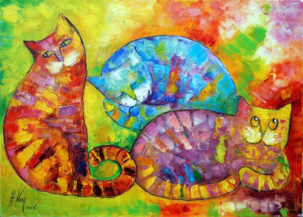 Obraz z trzema kotami