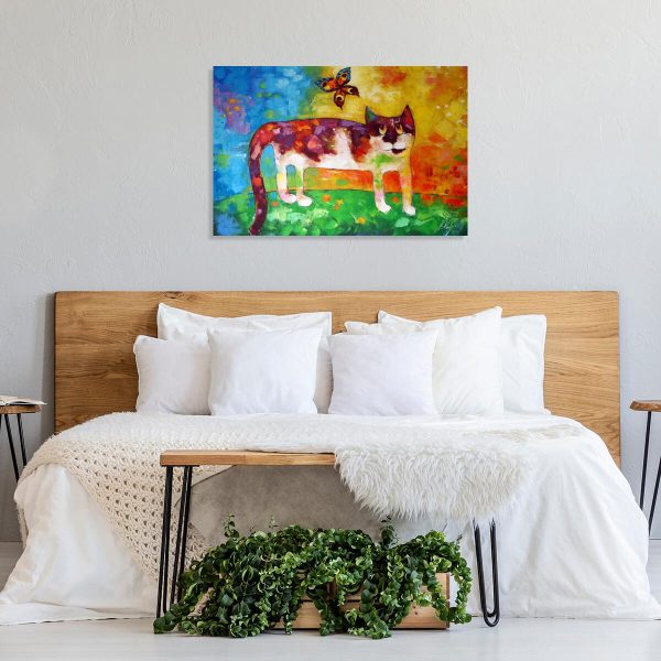 Obrazy z motylem i kotem