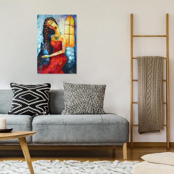 Replika obrazu dziewczyna w czerwonej sukni