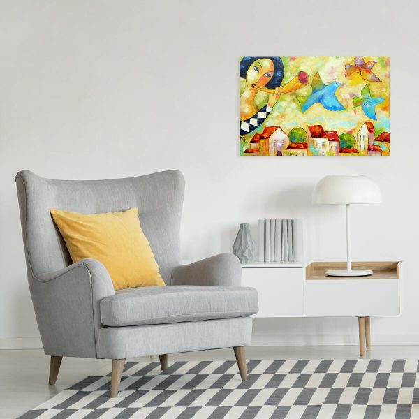 Replika obrazu z wiatrem i ptaszkami