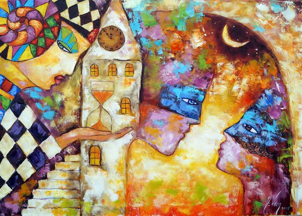 Obraz kochankowie nocą