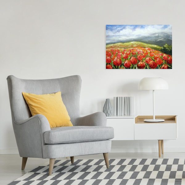 Obraz krajobraz z tulipanami