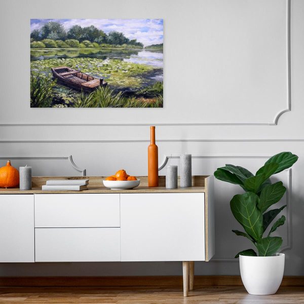 Obraz - łódka i nenufary