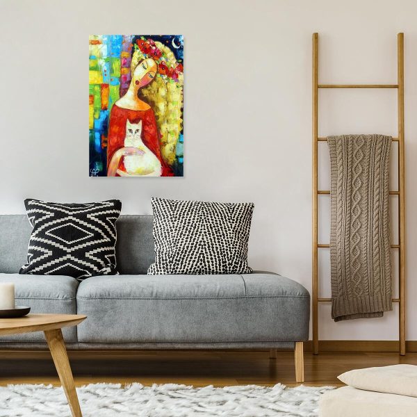 Obraz z białym kotem