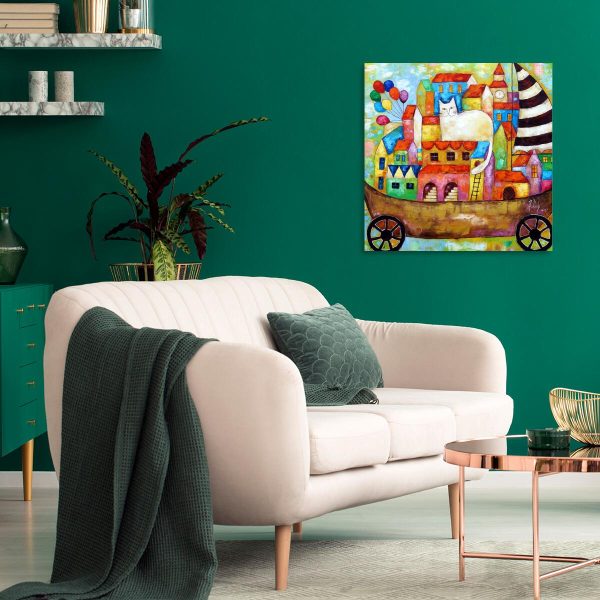 Obraz z białym kotem