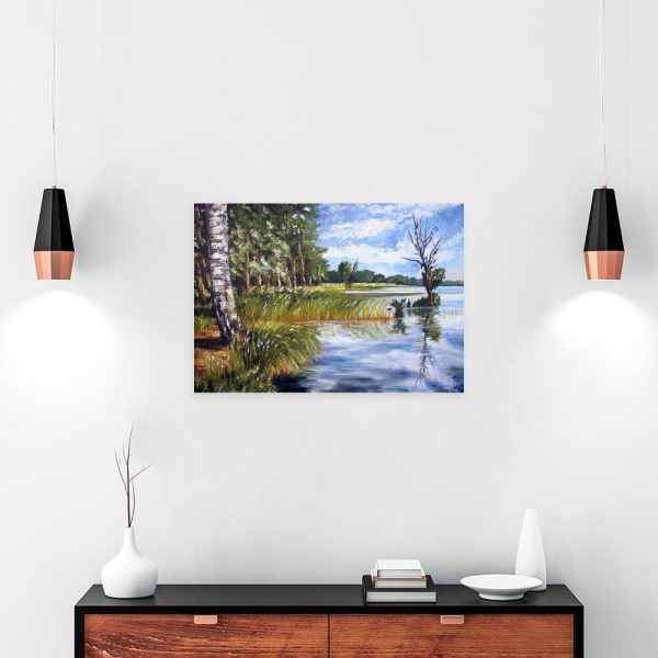Obraz z brzegiem jeziora