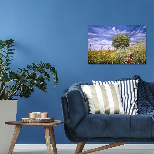 Obraz z chabrami w zbożu