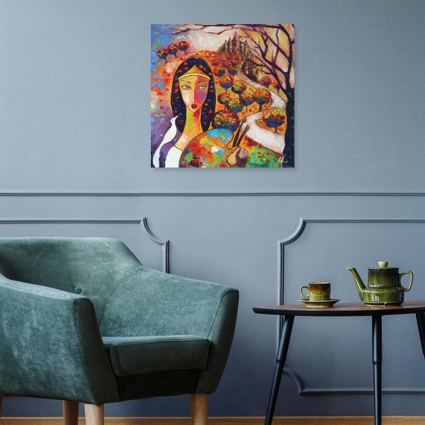 Obraz z człowiekiem i farbami