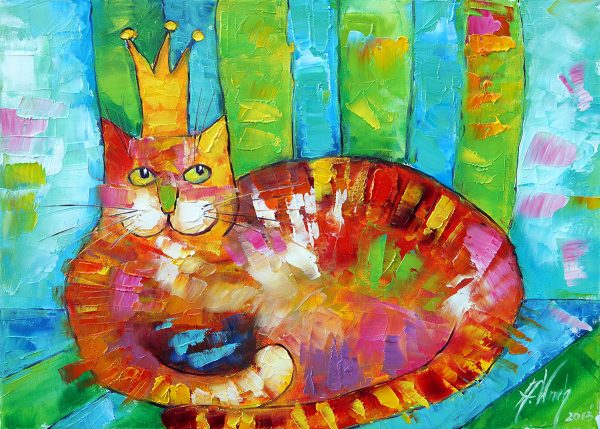 Obraz z kotem w koronie