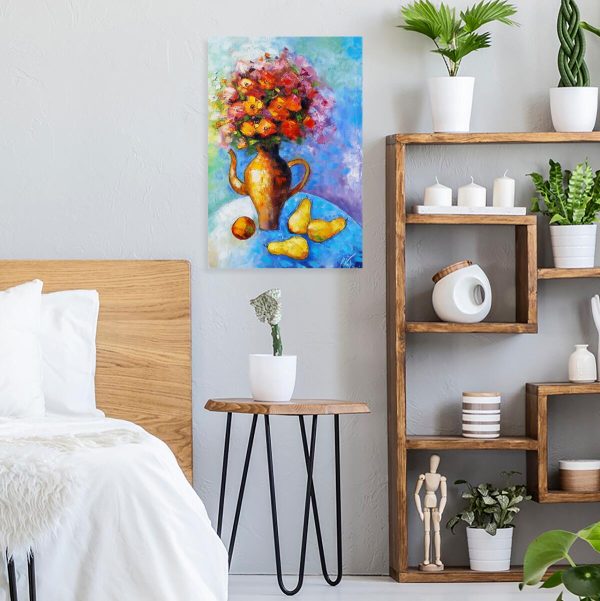 Obraz z kwiatami i owocami