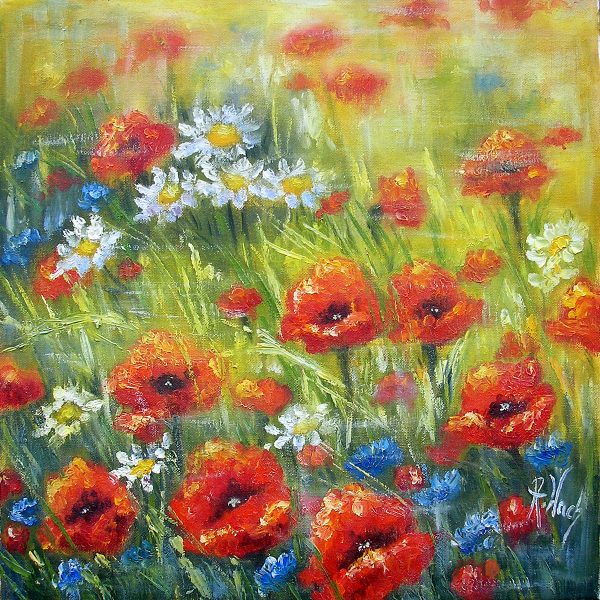 Obraz z makową łąką