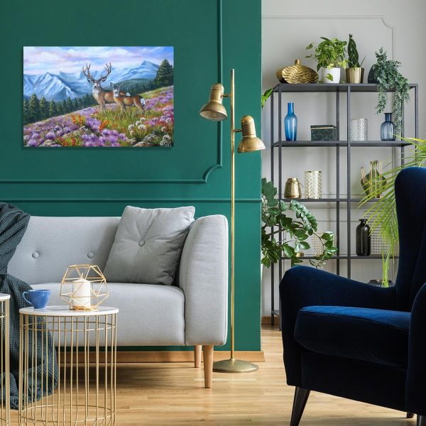 Obraz z pejzażem i zwierzętami