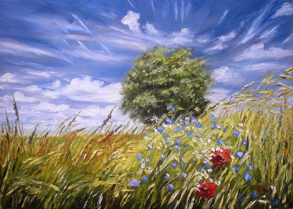 Obraz z widokiem na pole żyta