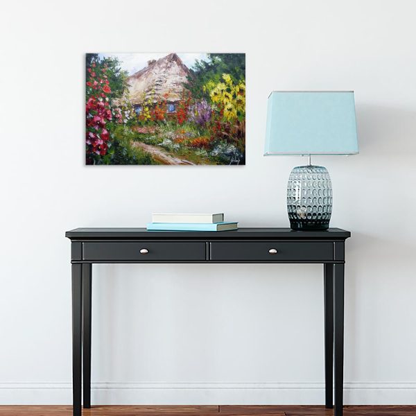 Obraz z wiejską chałupą