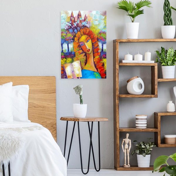 Obraz z zamkiem i dziewczyną