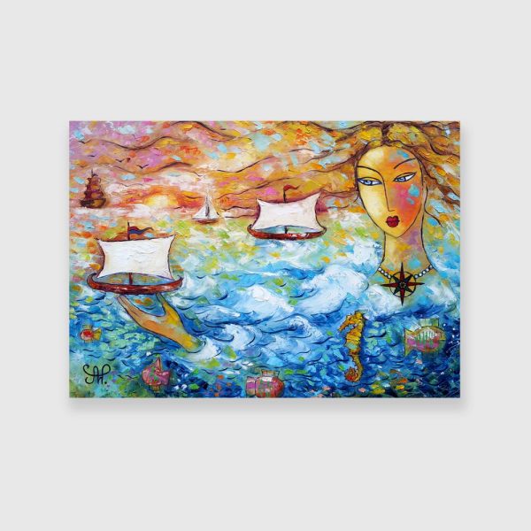 Obraz ze statkami na morzu