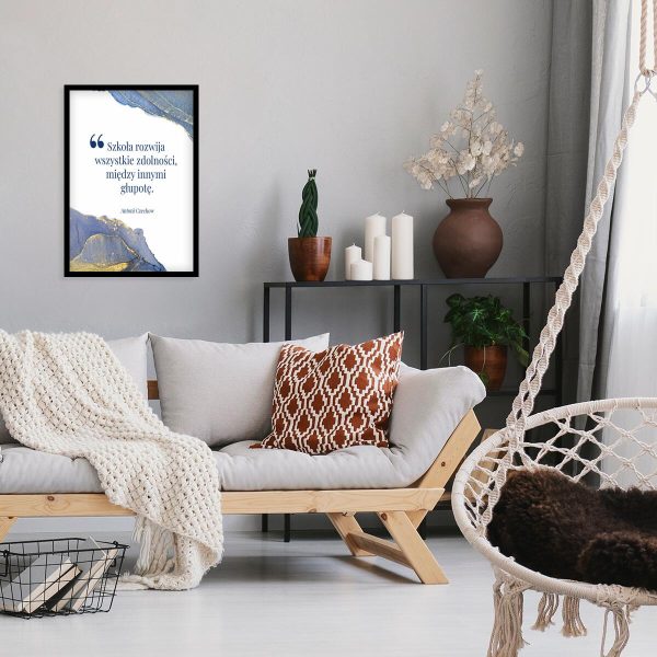 Plakat z motywem abstrakcji i cytatem