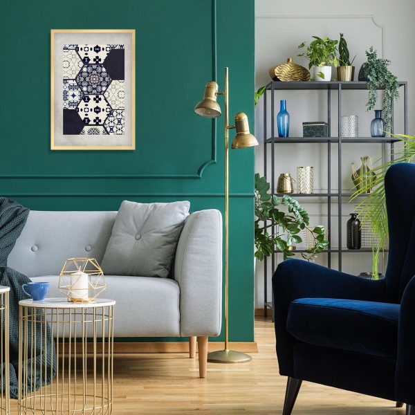 Plakat z nadrukowana ramką i heksagonami