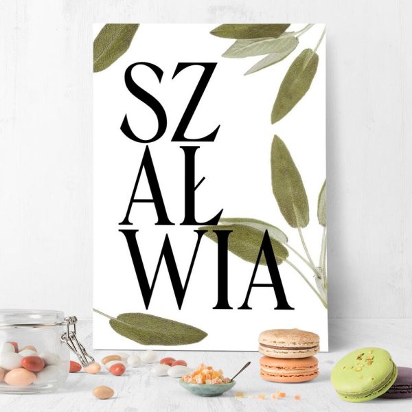 plakat z typografią szałwia