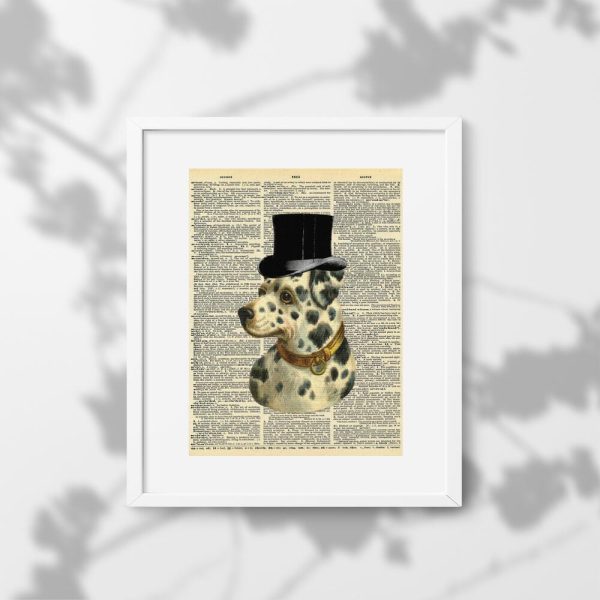 Plakat z motywem psa w cylindrze