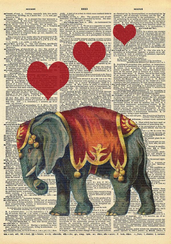 Plakat ze słoniem i serduszkami