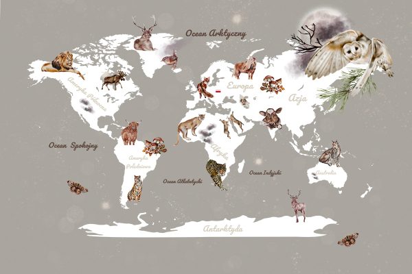 Beżowa tapeta z mapą świata