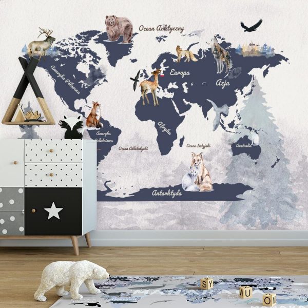 Foto-tapeta ze zwierzętami na kontynentach
