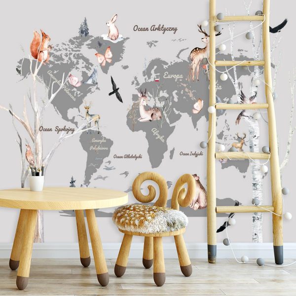 Tapeta z drzewami i zwierzętami