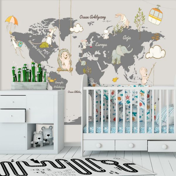 Tapeta z kontynentami dla dzieci