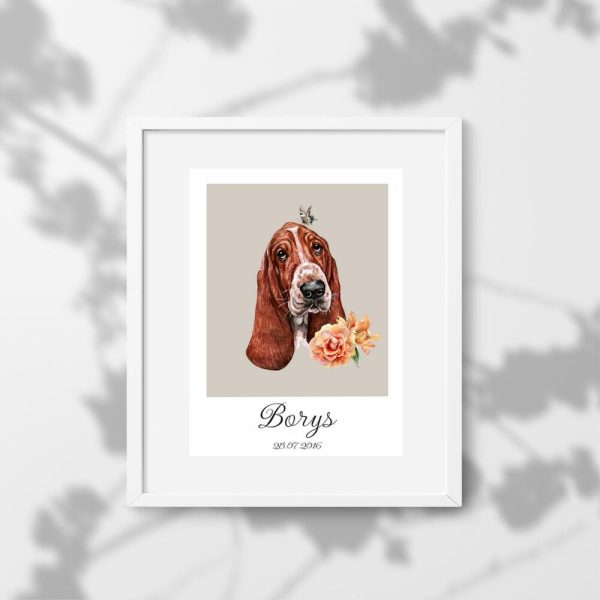 plakat przedstawiający psa basset