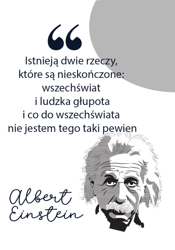 Plakat z cytatem klasyka o ludzkiej głupocie