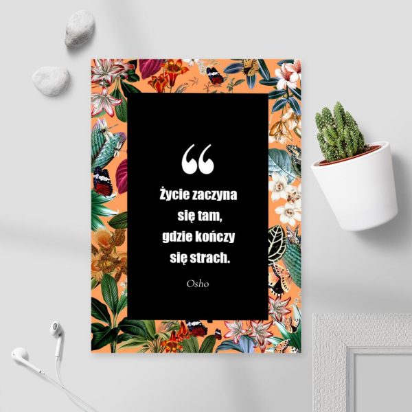 Plakat z cytatem o życiu