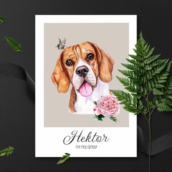plakat z metryczką beagle