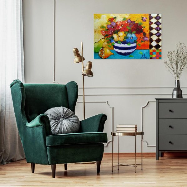 Obraz z kwiatami i owocami