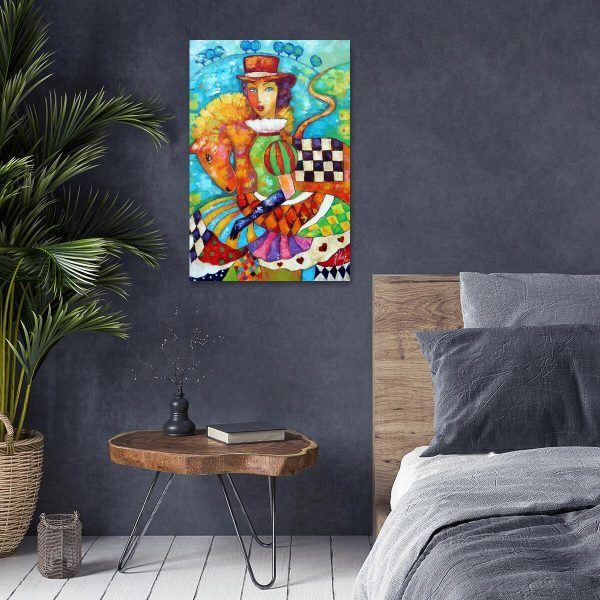 Obraz z motywem dziewczyny i konia