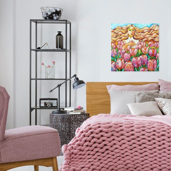 Obraz z różowymi kwiatami