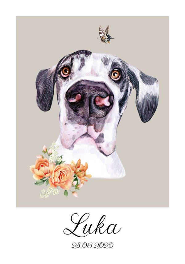Plakat z dogiem niemieckim