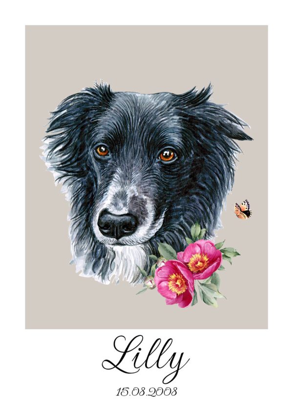 Plakat z łaciatym psem