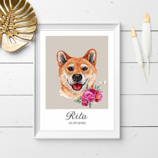 Plakat z metryczką dla rudego psa