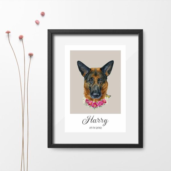 Plakat z metryczką psa