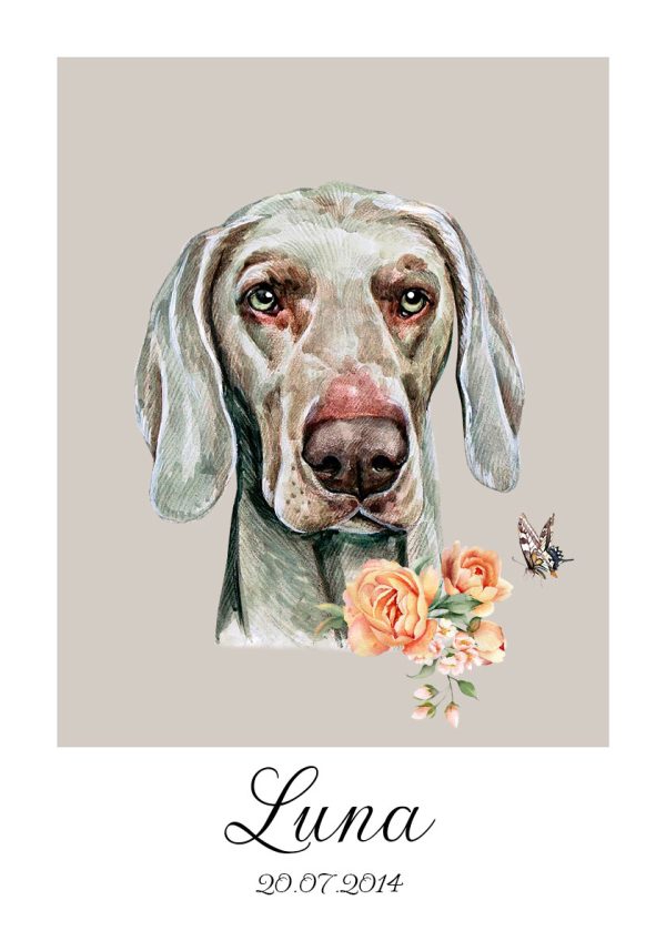 Plakat z motywem metryczki dla psa